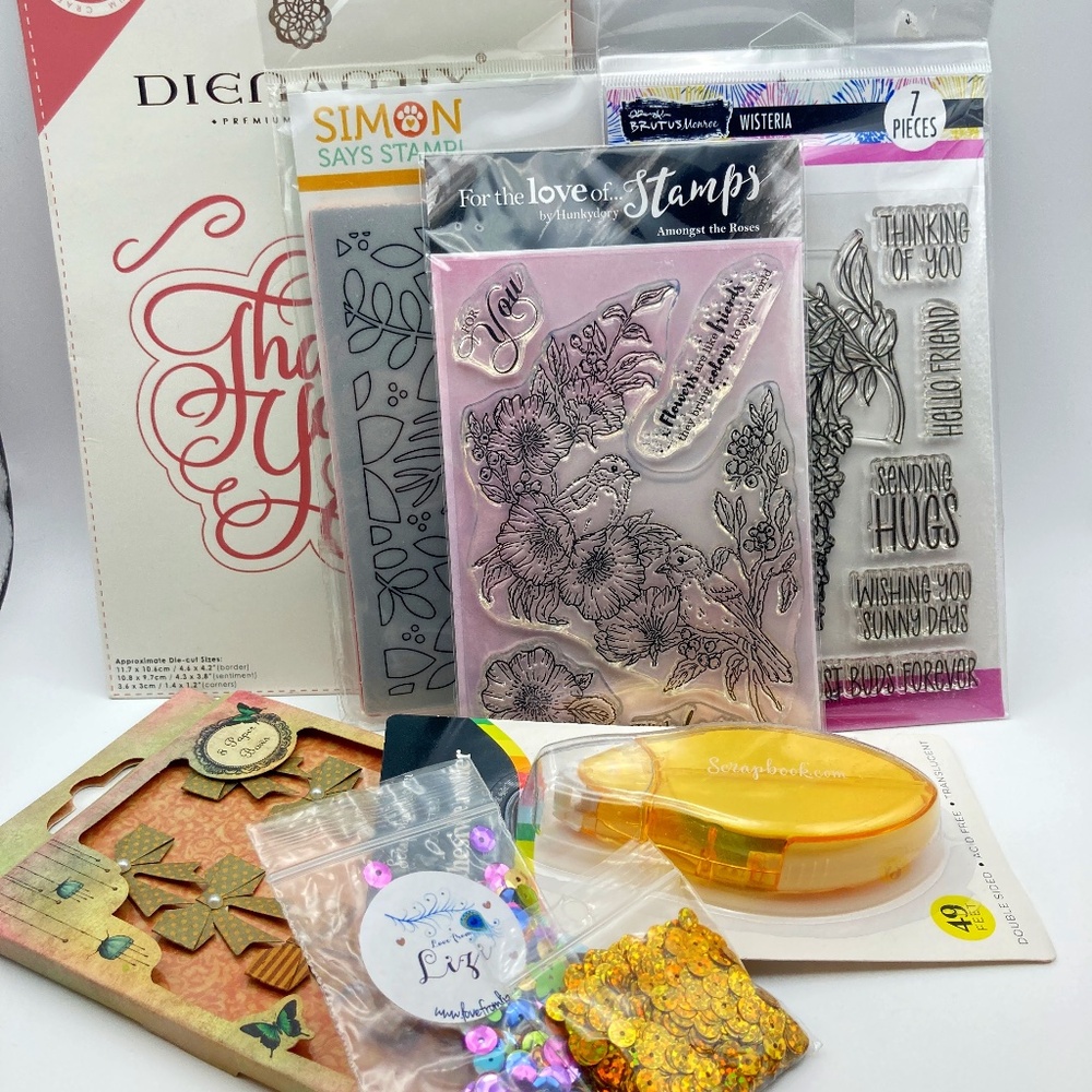 Papercrafting Bundle — Stamps, Dies, Double Sided Tape, and More!